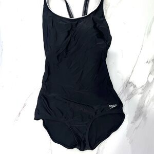 Speedo Black One Piece Racerback Swimsuit medium